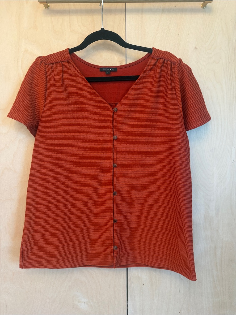Papermoon Rust Orange Short-Sleeve Button-Front Blouse